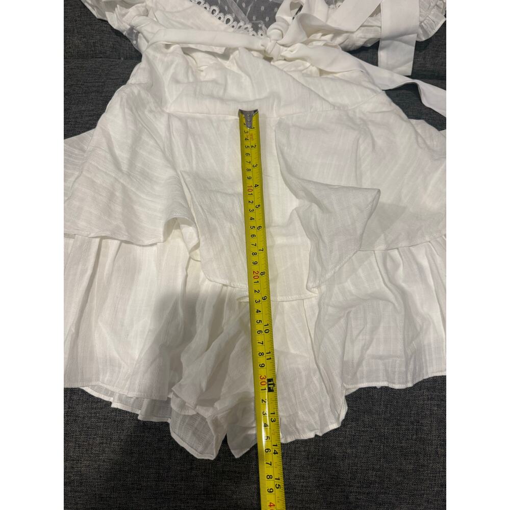 City Vibe White Ivory Romper Dress With Ruffles Size 3 Cottagecore Indie Boho - Picture 13 of 14